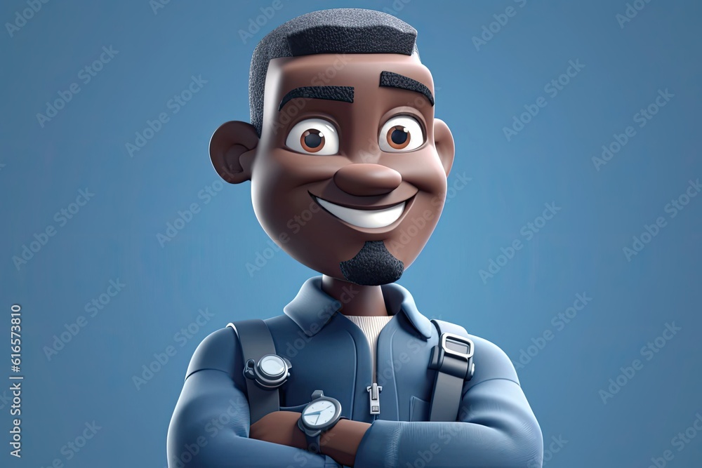 Poster black man plumber charming backdrop with copyspace generative ai