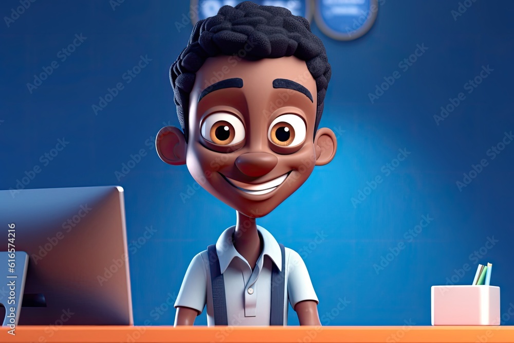 Poster black man receptionist good looking background with copy space generative ai