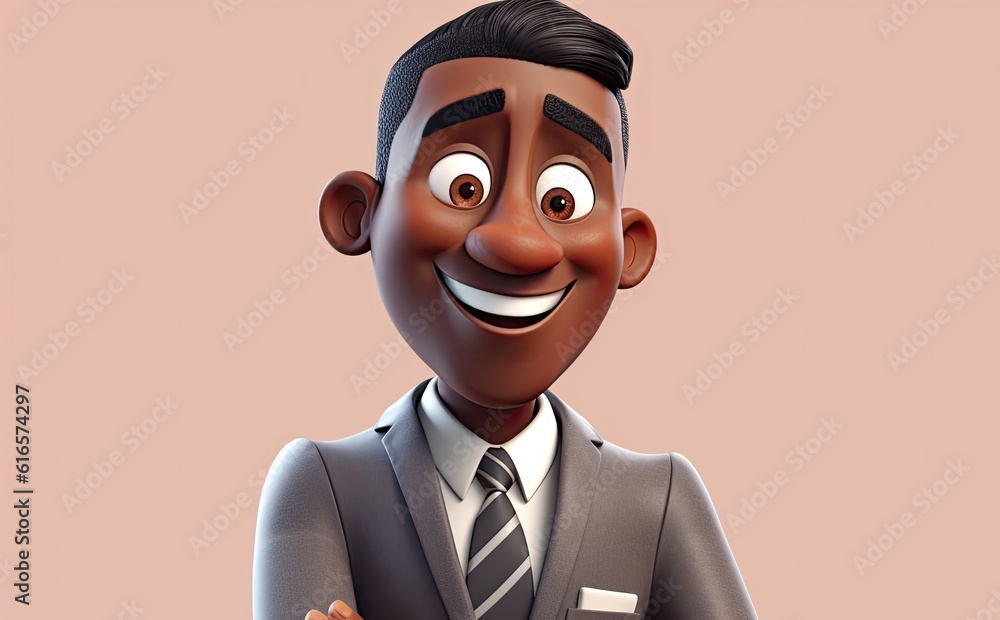 Poster black man sales representative charming backdrop with copyspace generative ai