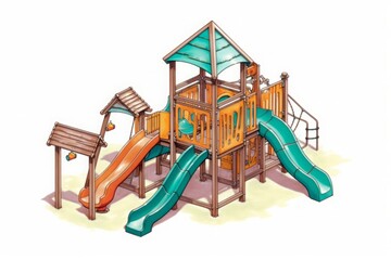公園の滑り台,Generative AI AI画像