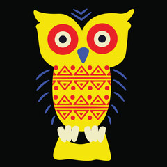Vibrant Patterned Owl Logo Vector illustration Artwork