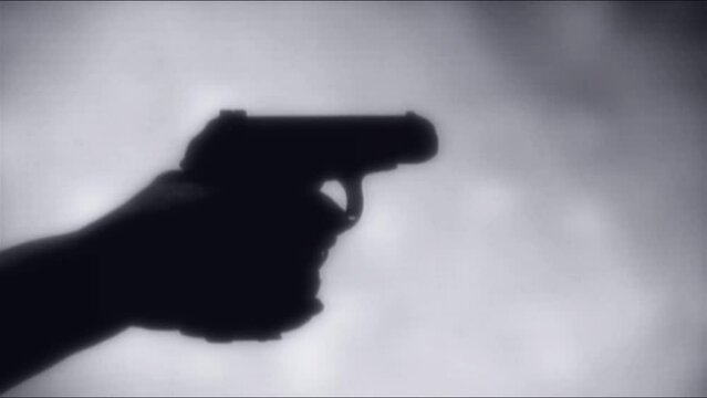 Pistol shot. Noir film countdown. Crime movie intro.

