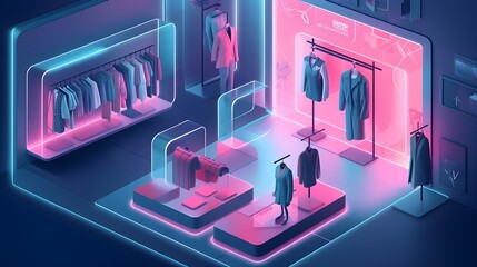 Step into the Future of Shopping: A Futuristic 3D Illustration Showcasing the Augmented Reality Retail Experience