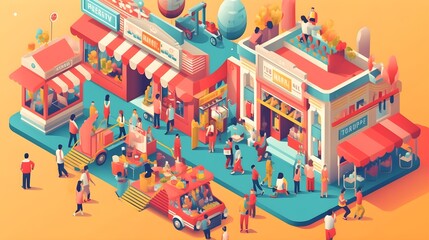 Exploring Shopper's Paradise: A Vibrant 3D Vector Illustration Immersing You in the World of Shopping and Sales