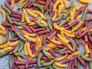 close up of colorful pasta
