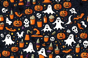 Halloween element icon set made with Generative AI