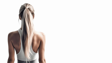 Naklejka premium Young beautiful slim woman, view from the back and isolated background. Generative AI