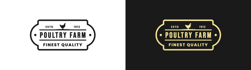 Poultry farm logo or Poultry farm label vector isolated in flat style. Best Poultry farm logo vector for product packaging design element. Poultry farm label for packaging design element.