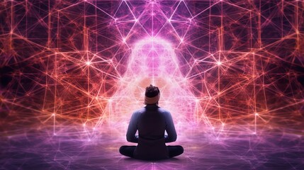 Fototapeta na wymiar 瞑想する男性,Generative AI AI画像