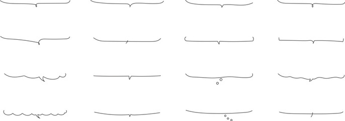 かわいい手書きの下線ふきだしセット　黒　白黒 Hand Drawn Speech Bubble Images black