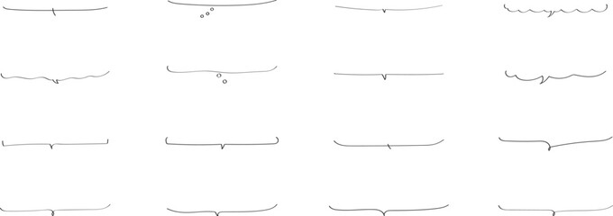 かわいい手書きの下線ふきだしセット　黒　白黒 Hand Drawn Speech Bubble Images black