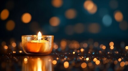Luminous Tranquility: Candlelight and Bokeh Background