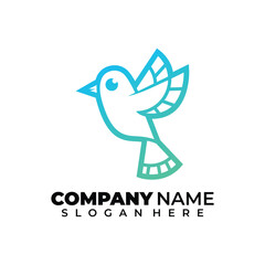 cute flying bird modern lineart or outline logo