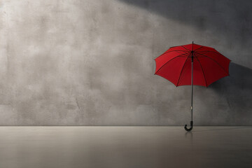 Minimalistic, a red umbrella against a grunge wall - Generative AI
