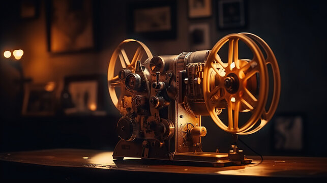 Old style movie projector. Generative Ai