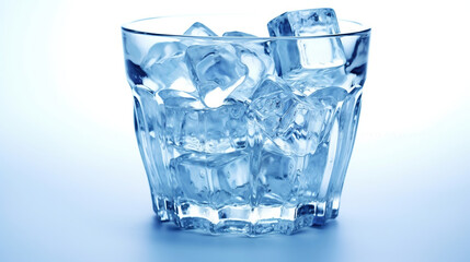 transparent glass ice bucket , filled with ice cubes. Generative Ai