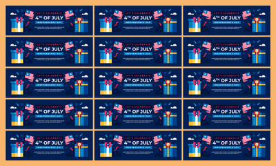 happy independence day usa 4th july banner vector flat design