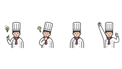 色々な表情の男性コックのイラスト