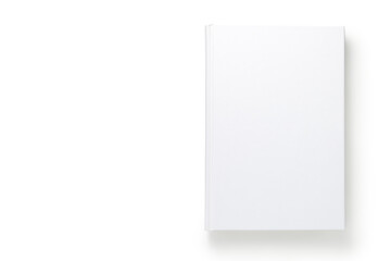 A white book on white background, Top view.