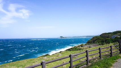 Fototapeta premium 呼子、加部島の絶景が見れる放牧場