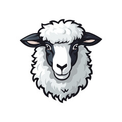 Illustration of a sheep head mascot isolated on a white background