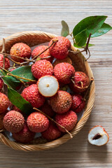fresh lychees in a basket