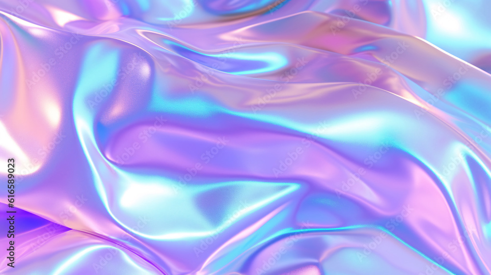 Poster clear iridescent plastic or holographic iridescent glass foil. abstract 3d pearlescent gradient drop