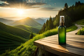 serum bottle cosmetic on nature background