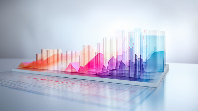 Business and office statistics, numbers and reports. Sales, profit, cost, capital etc. Data analysis, data science concept. Hand edited generative AI.