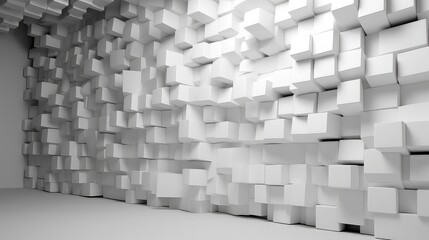 3D abstract cubes on white wall best for minimal presentation background