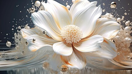 white glossy Liquid flower best from presentation background