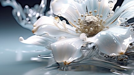 glossy Liquid white flower best from presentation background
