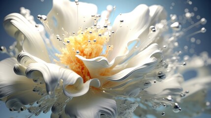 Liquid glossy white flower best from presentation background