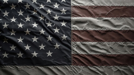 An Overhead View Of American Flag On Dark Concrete Background. Generative Ai