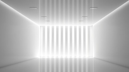 vertical lights on Blank white interior room background ,empty white walls corner and white wood floor contemporary,3D rendering