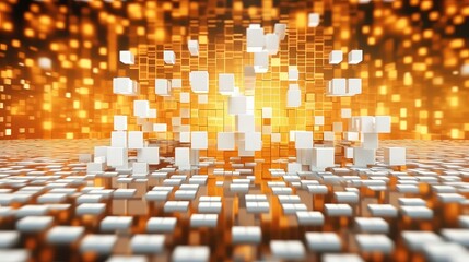 Obraz premium amber orange white and amber blocks for presentation background