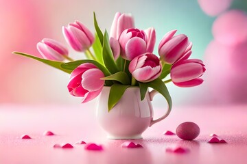 flowers on pink background generativeAI