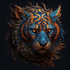 Blue and Gold Tiger Face (ai generated)