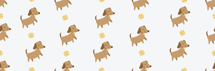Dachshund and ball doodle pattern