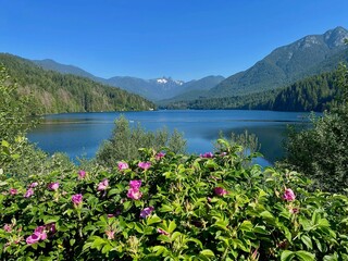 lake and mountains
