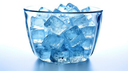 Obraz premium transparent glass ice bucket , filled with ice cubes. Generative Ai
