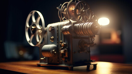 Fototapeta premium Old style movie projector. Generative Ai