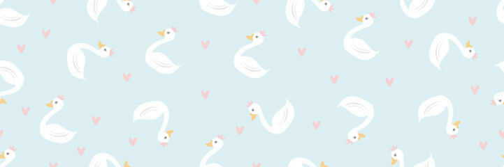 Cute little swan pastel doodle pattern © waruntorn