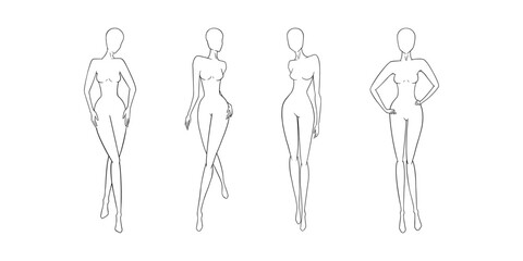 Fasion woman templates for clothes. Female mannequin for fashion designs. Vector illustration isolated in white background
