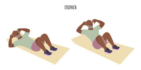 Senior athletic man doing crunch exercise workout