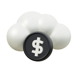 money cloud 3d icon isolated on white