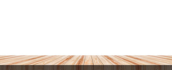 Naklejka na ściany i meble Wood table isolated on transparent background for montage product display. png file
