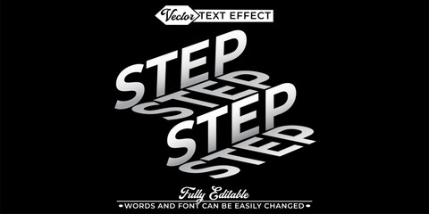 White And Black Stairs Step Vector Editable Text Effect Template