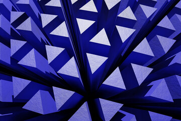 3d render blue triangular pattern geometric shape background