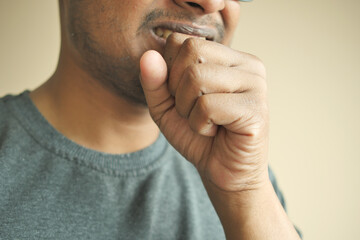 Fototapeta premium young sick man coughing and sneezes 
